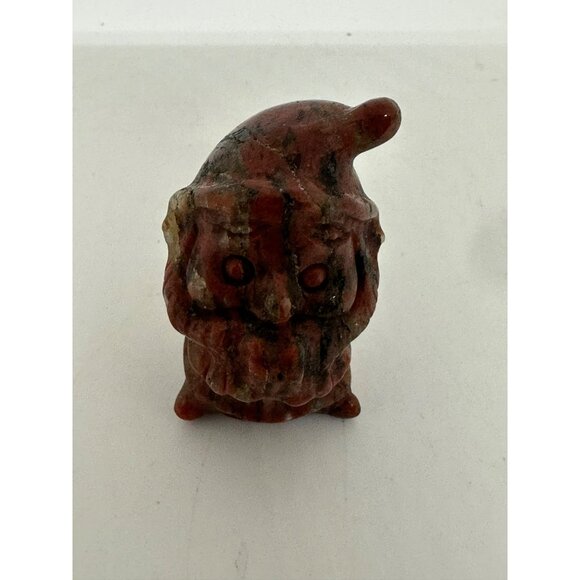 Carved Red Jasper Gnome Figurine 1" Miniature Santa Christmas Shelf Decor Brown - Picture 4 of 5